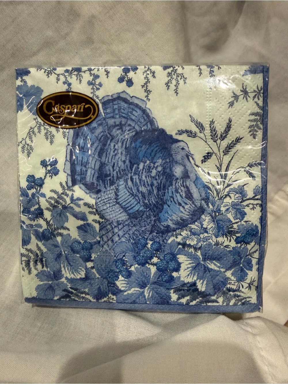 Caspari Blue Turkey Decorative Paper Napkins